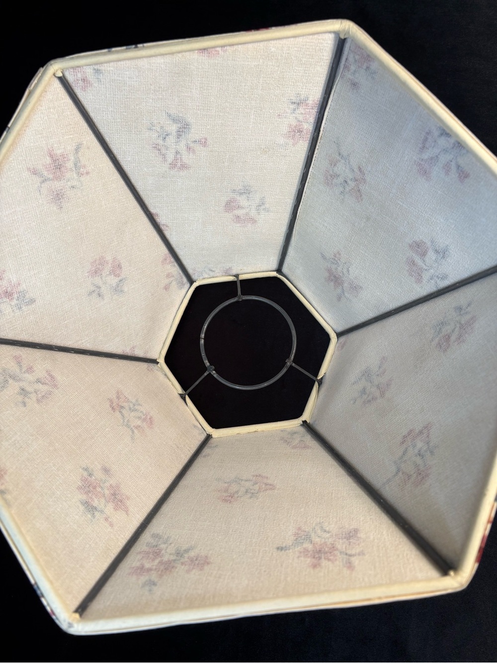 Vintage Porcelain Table Lamp/ Matching Hexigonal Fabric Shade - Picture 11 of 16
